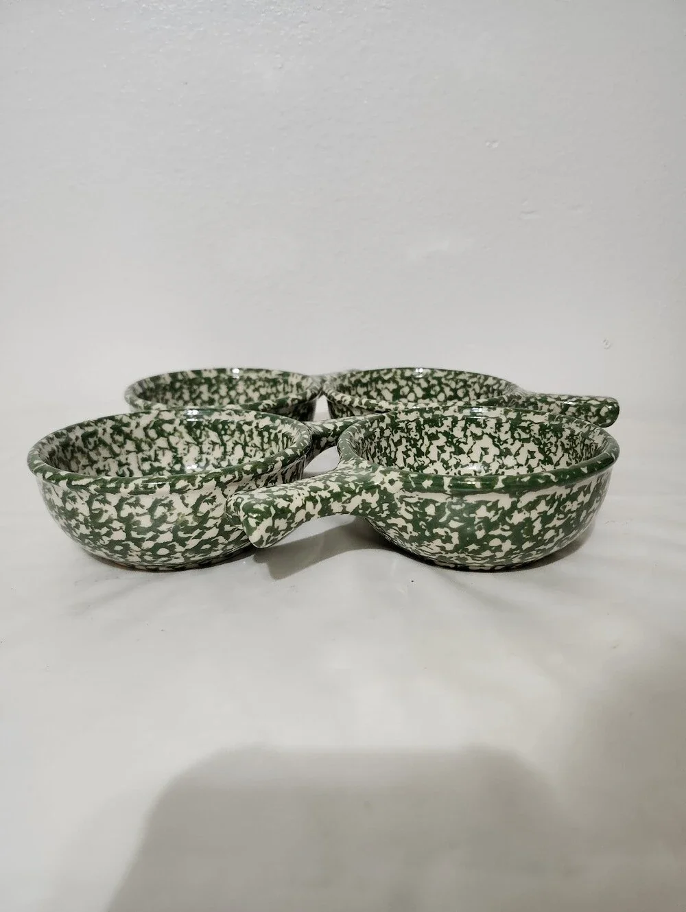 Vintange Henn Pottery Speckled Ceramic Handled Bowls - Set of 4 For Chili, soups